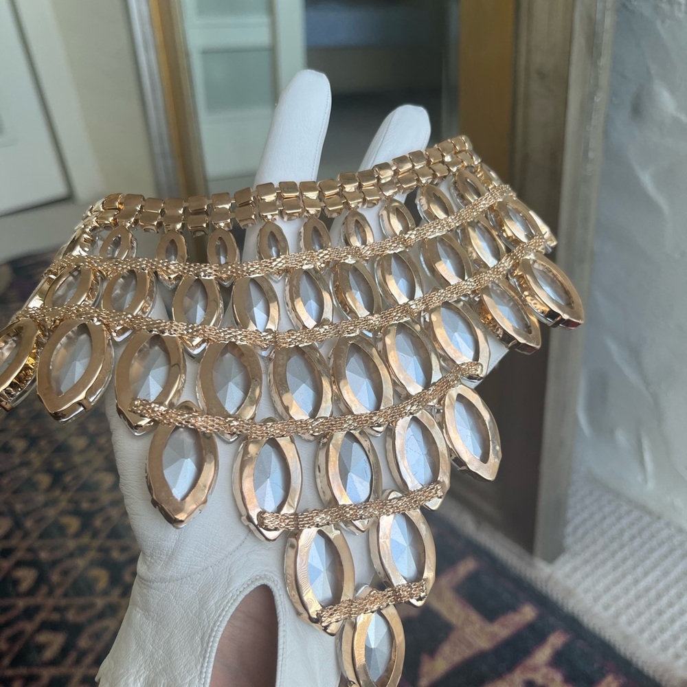Vintage collar crystal necklace with gold clasp and adjustable length - Picture 8 of 16